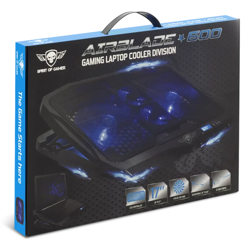 Support de Refroidissement Spirit of Gamer AIRBLADE 600 Pour Ordinateur Portable 17&Prime;