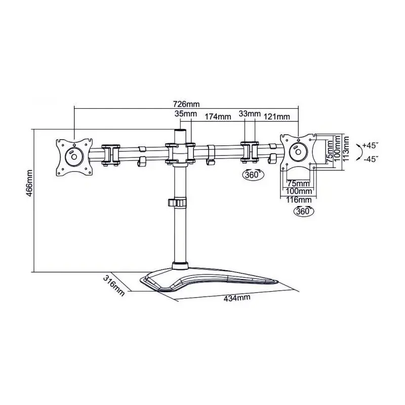 Support de bureau SBOX LCD-F024-2 / 13&Prime;-27&Prime;