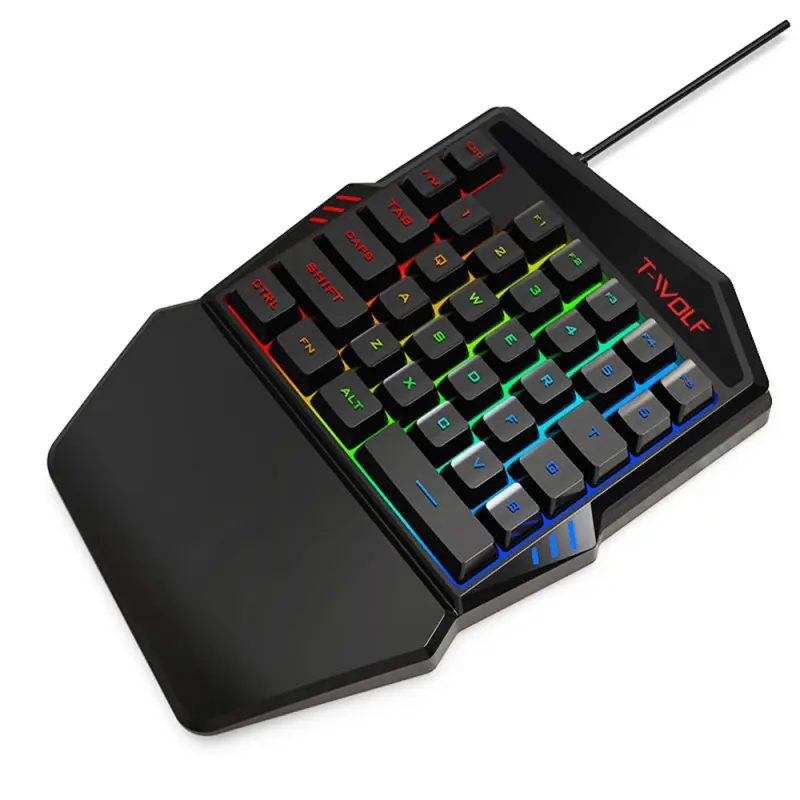 Clavier Gamer SEMI MECANIQUE T-WOLF T19 RGB 35 touches Android-PC-IOS – Noir