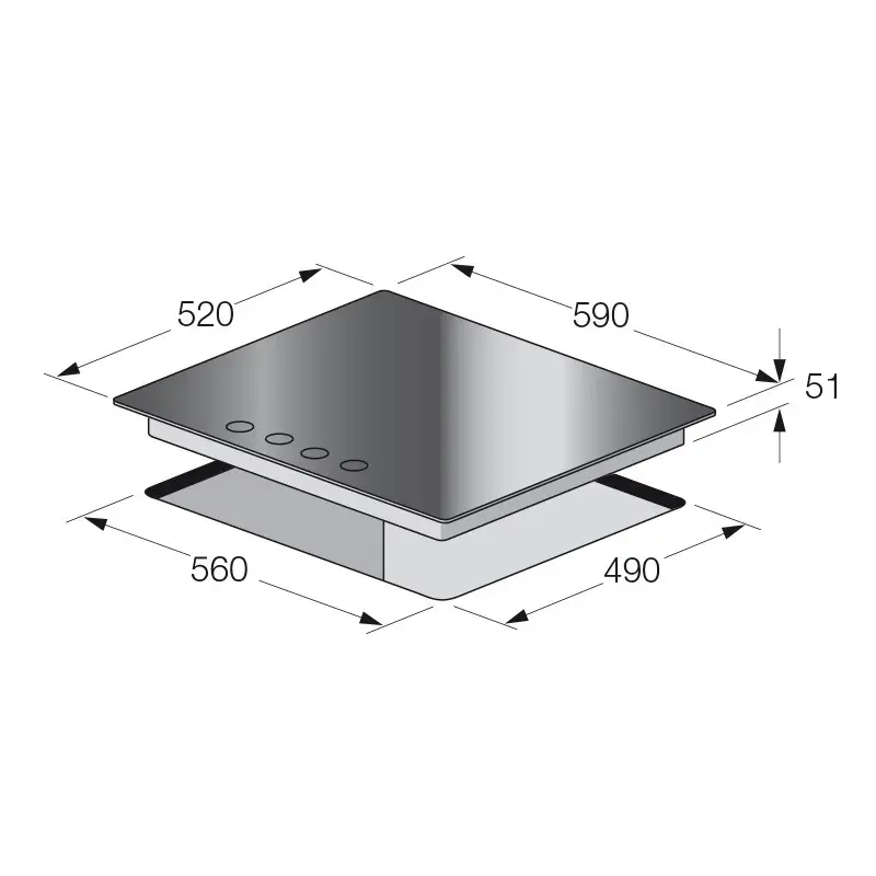 Table de Cuisson Encastrable Focus F.404B / 60 cm / Vitro Noir