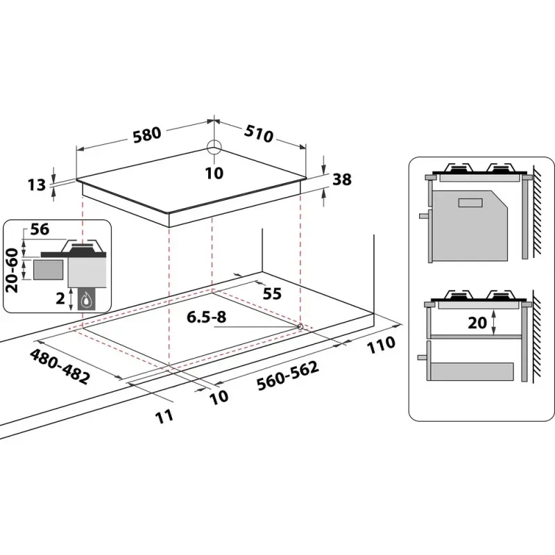 Table de Cuisson WHIRLPOOL 4 FEUX 60CM / INOX
