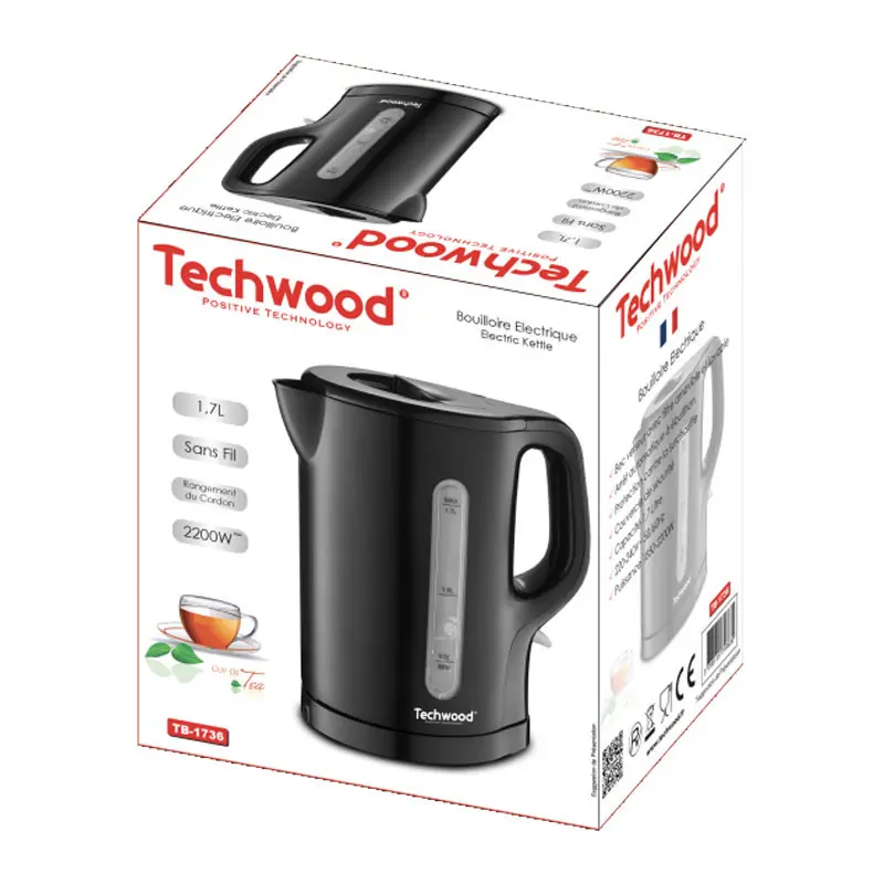 BOUILLOIRE TECHWOOD TB-1736 1.7L – NOIR 1850-2200W