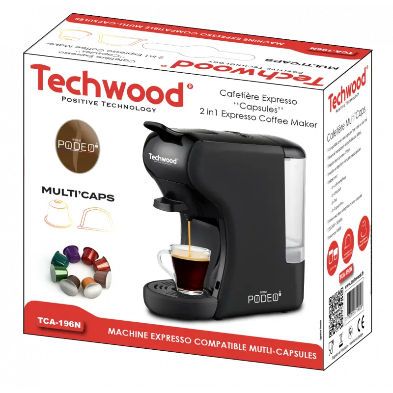 Cafetière Nespresso ‘‘Capsules’’ Techwood 196N / Noir