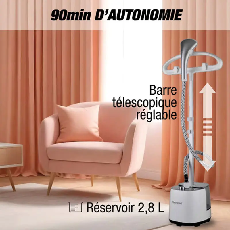 Défroisseur TECHWOOD Vapeur Vertical / 2000W / Blanc / TDV-2006