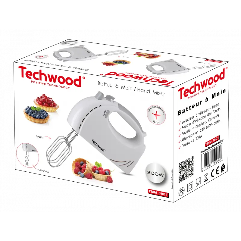 Batteur à main Techwood TMM-3001 / Blanc