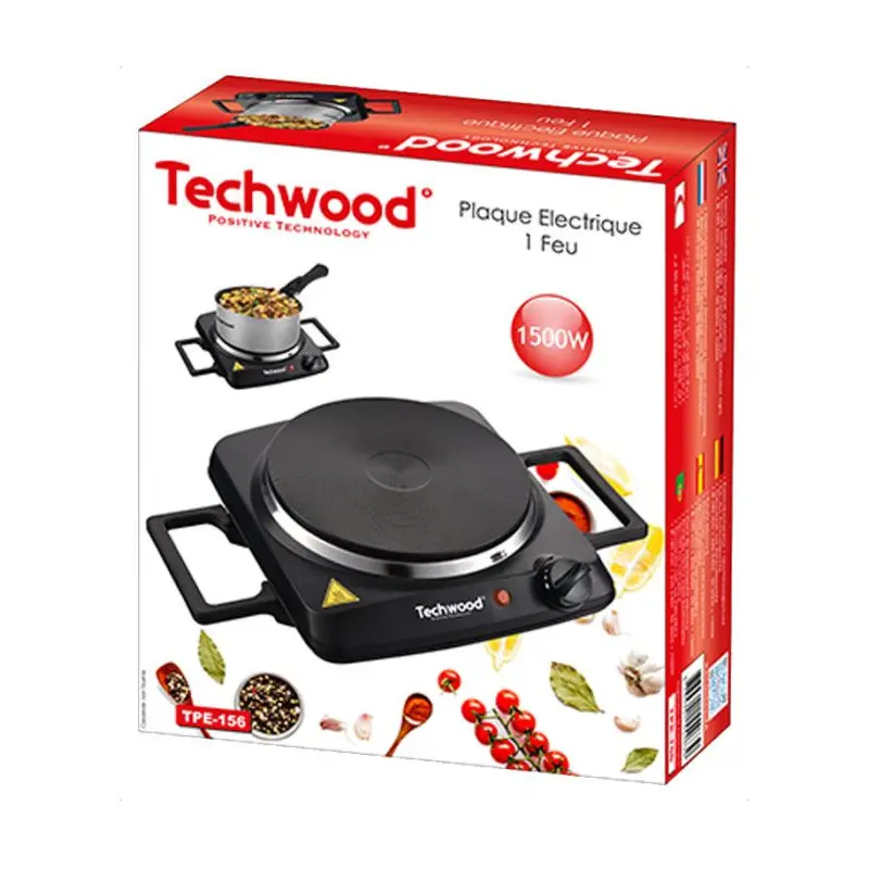 PLAQUE ÉLECTRIQUE TECHWOOD TPE-156 / 1500W / NOIR