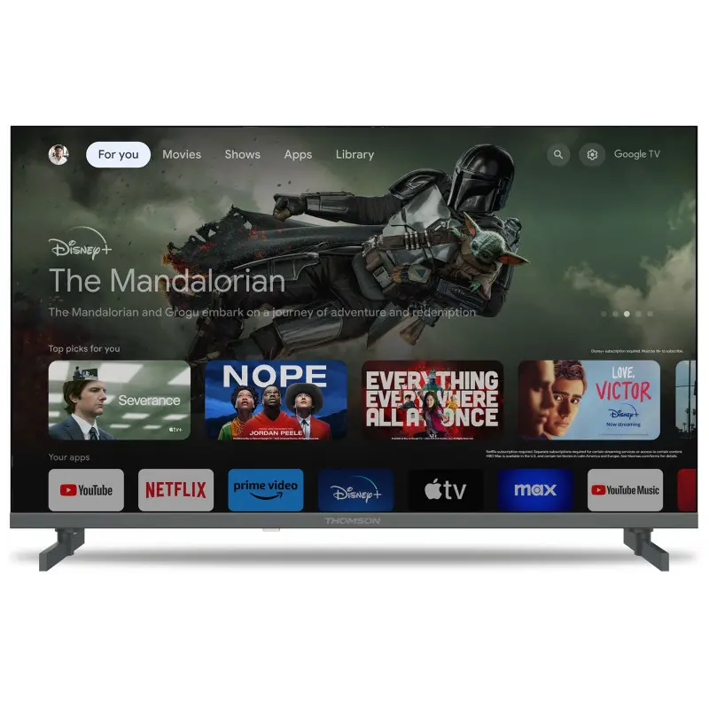 TV Thomson 50&Prime; 4K UHD QLED Side Feet – Google TV avec Récepteur Intégré