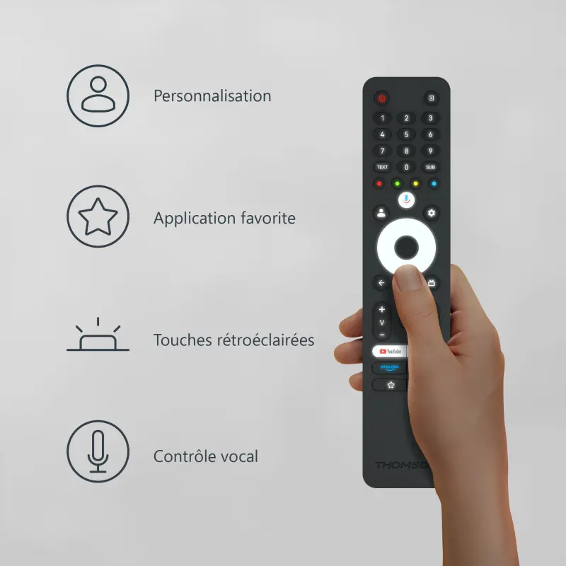 TV Thomson 50&Prime; 4K UHD QLED Side Feet – Google TV avec Récepteur Intégré