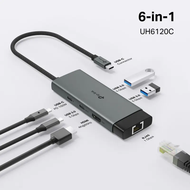 Hub USB Type-C 6 en 1 TP-Link UH6120C / Noir