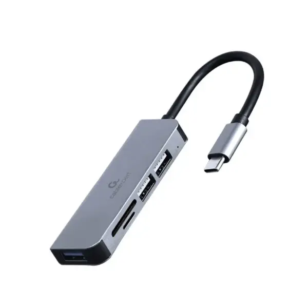 HUB USB Type C GEMBIRD 3 ports USB + Lecteur de carte mémoire / Gris