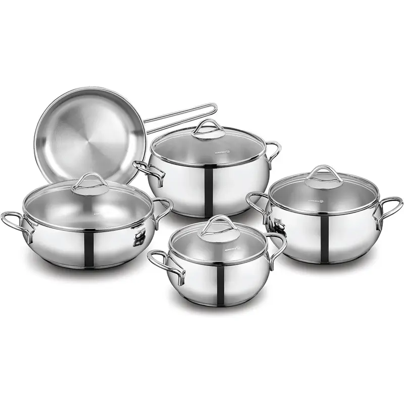 Batterie de Cuisine Korkmaz Tombik A1800 9 Pièces Inox