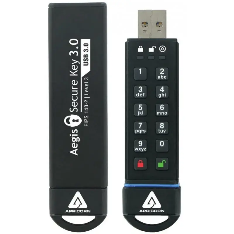 Clé USB Apricorn Aegis Secure Key 3.0 / 120 Go / Noir