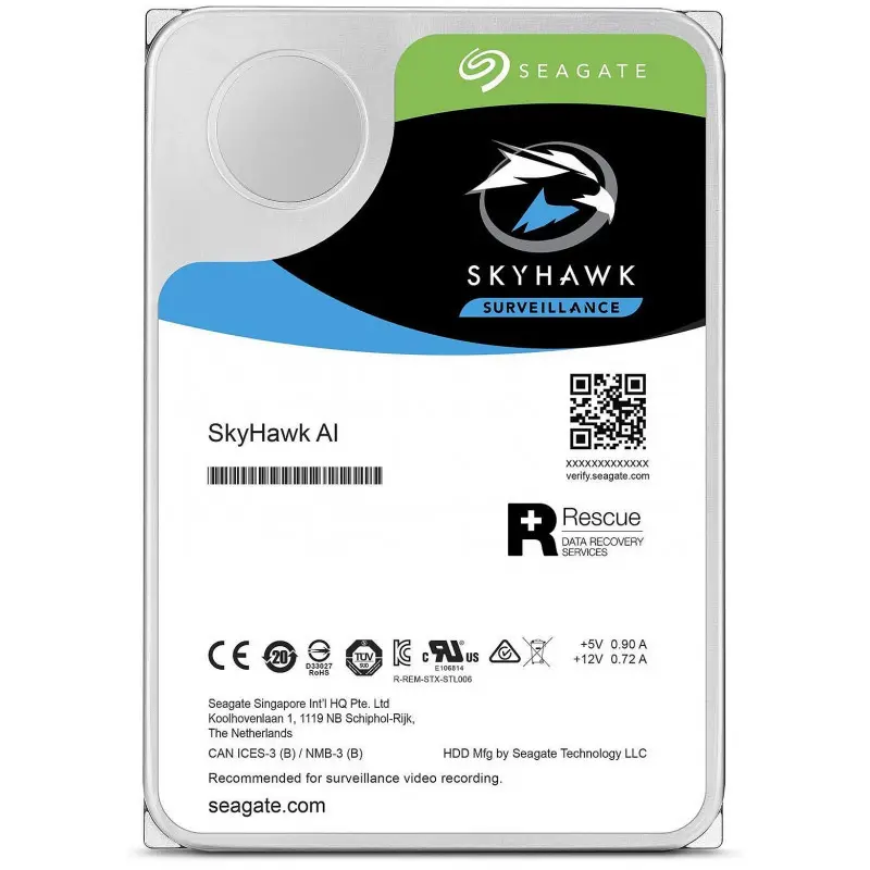 Disque Dur Interne HDD Seagate SkyHawk AI SATA 3.5&Prime; / 10 To / 7200 RPM