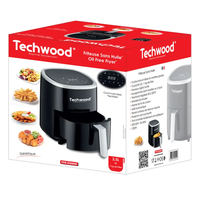 Friteuse Sans Huile TECHWOOD TFR-358SHD 3.5L – Noir