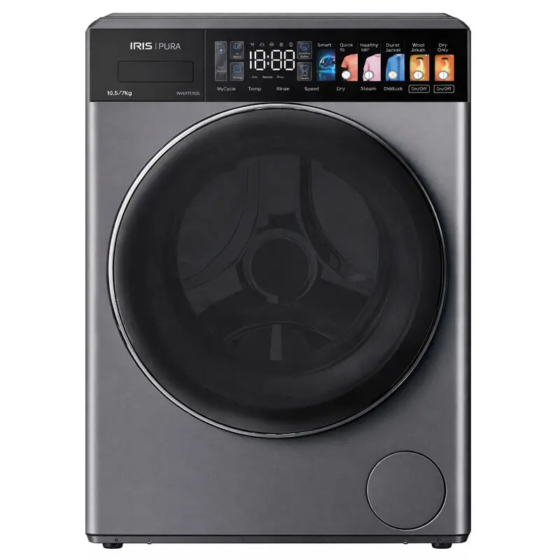 Machine à Laver IRIS PURA Lavante séchante 10,5/7 KG / DARK SILVER