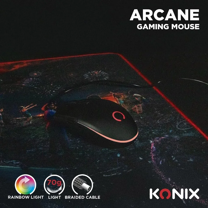 Souris gaming filaire Arcane 3600pi Noir – KONIX – 61889000056