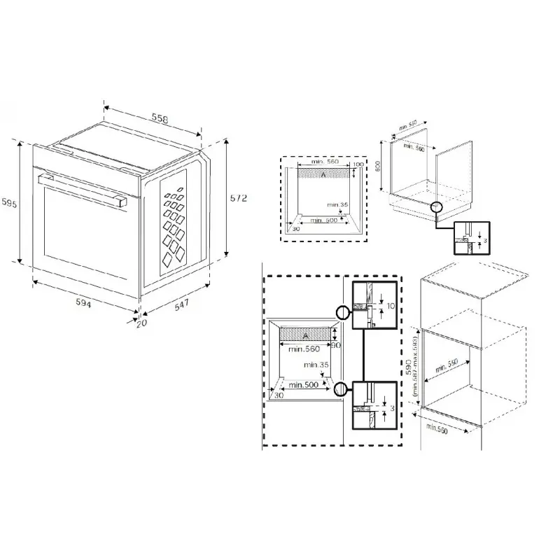 Four encastrable Beko BBIE13300XD 6 Fonctions avec Afficheur 60 cm / 72 L / Noir