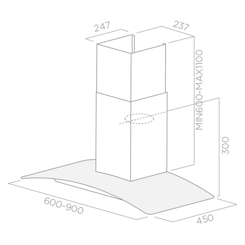 Hotte cheminé Focus 90cm F.914X / Inox