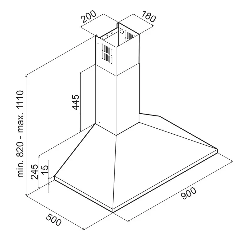 Hotte Cheminée Focus F.905X / Inox / 90 cm