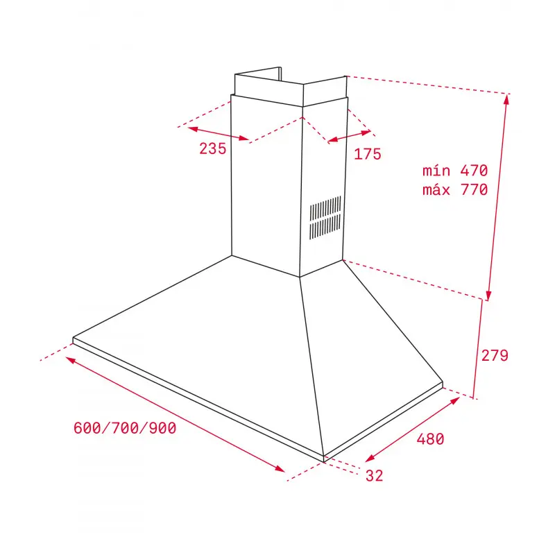 Hotte décorative pyramidale Teka DBB 90 / 90 cm / Inox