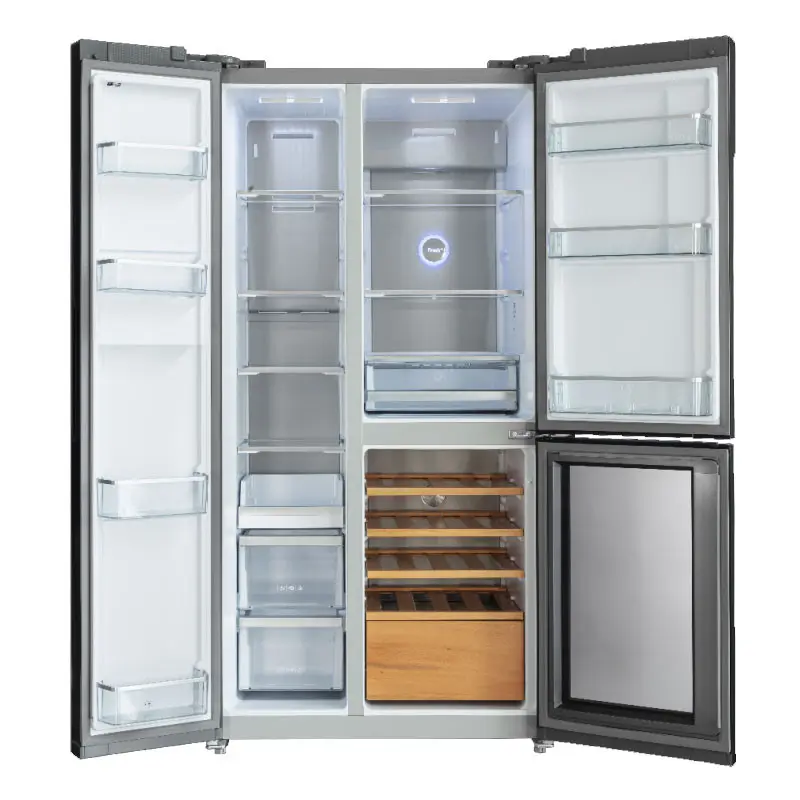 Réfrigérateur Hyundai No Frost INVERTER Side By Side 548 Litres / Verre Gris + Cave À Vin