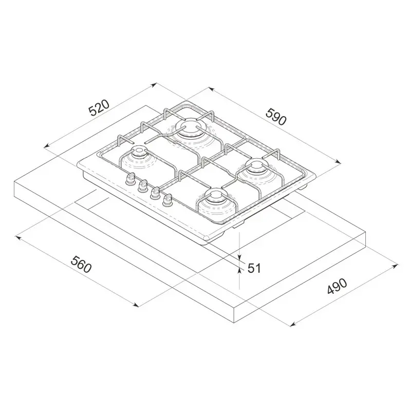 Table de cuisson Focus F.401x / 60 cm / Inox