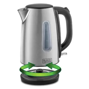 Bouilloire Black & Decker 1,7 L à résistance dissimulée en acier inoxydable – JC450-B5