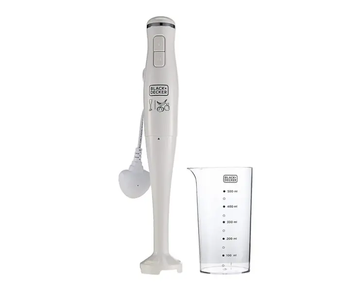 Mixeur Plongeant BLACK&DECKER SB2500-B / 300 Watts / Blanc