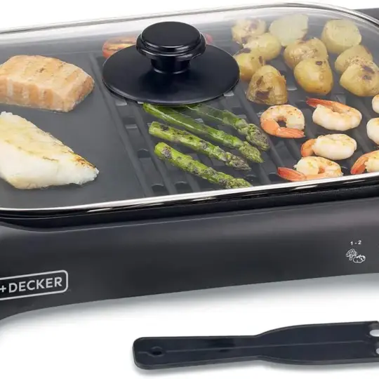 Barbecue Avec Couvercle en Verre – Black & Decker – Noir (LGM70-B5)
