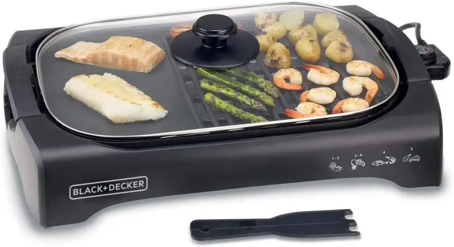 Barbecue Avec Couvercle en Verre – Black & Decker – Noir (LGM70-B5)