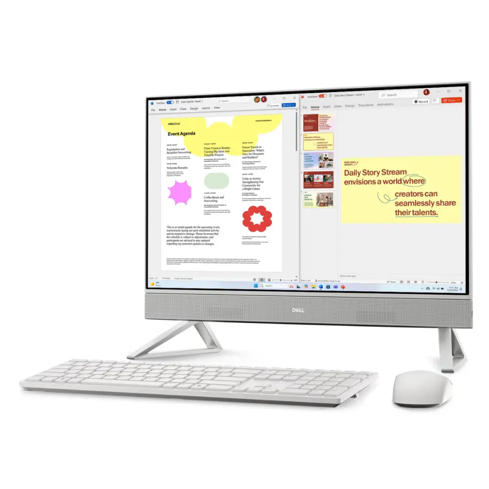 Pc de Bureau All-in-One Dell / Core 3 100U / 8 Go DDR5 / 512 Go SSD / Blanc